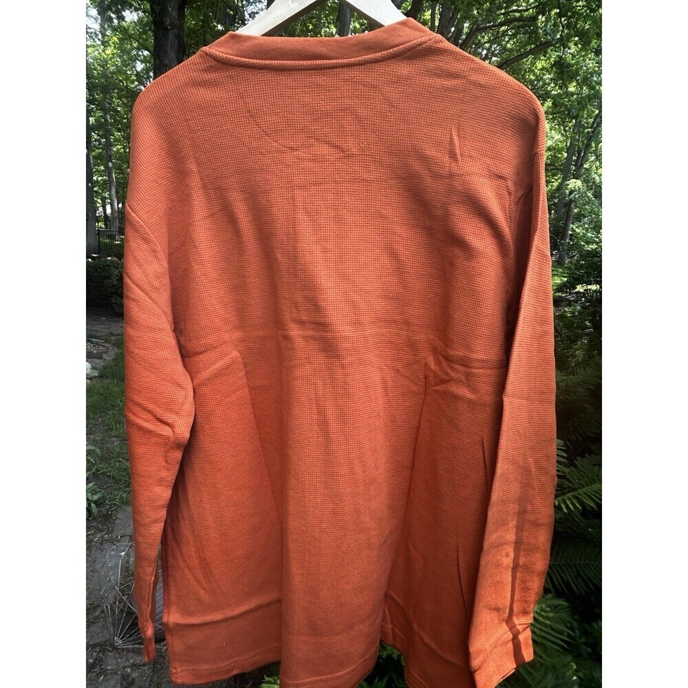 New Haband Henley Waffle Weave Shirt Size XL Orange Long Sleeve Thermal Preppy - Picture 6 of 7